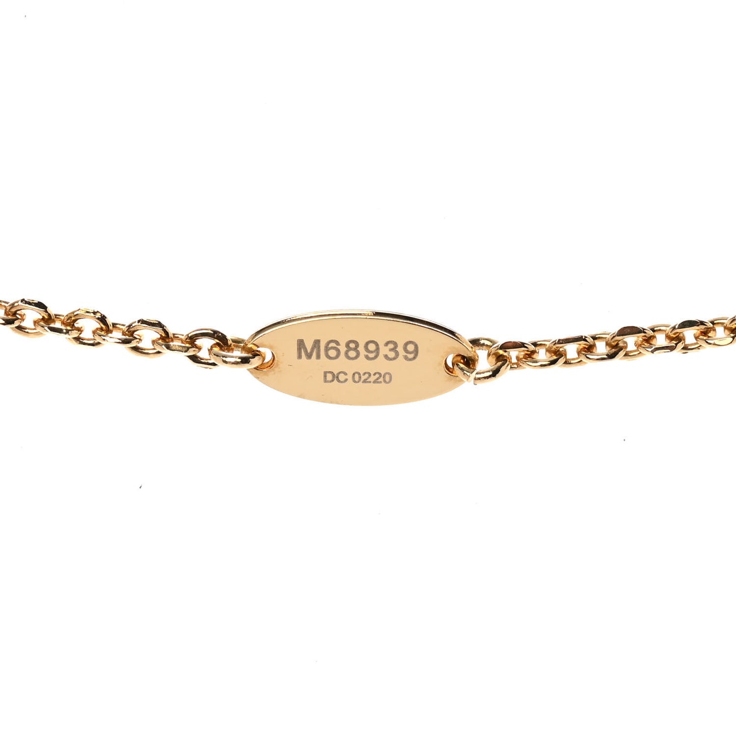 LV Nanogram Whistle Chain Leaf Pendant Necklace Gold