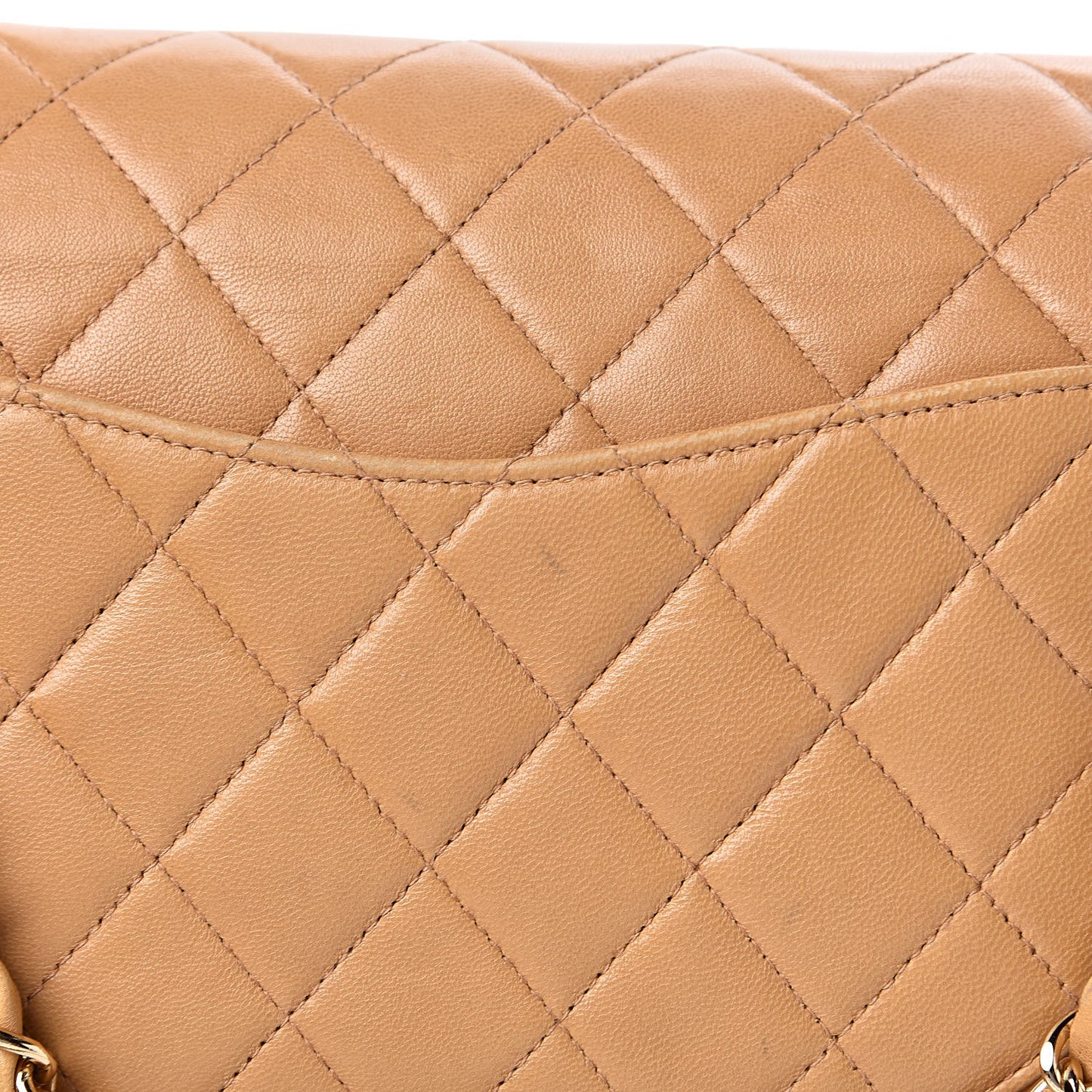 Lambskin Quilted Medium Double Flap Beige