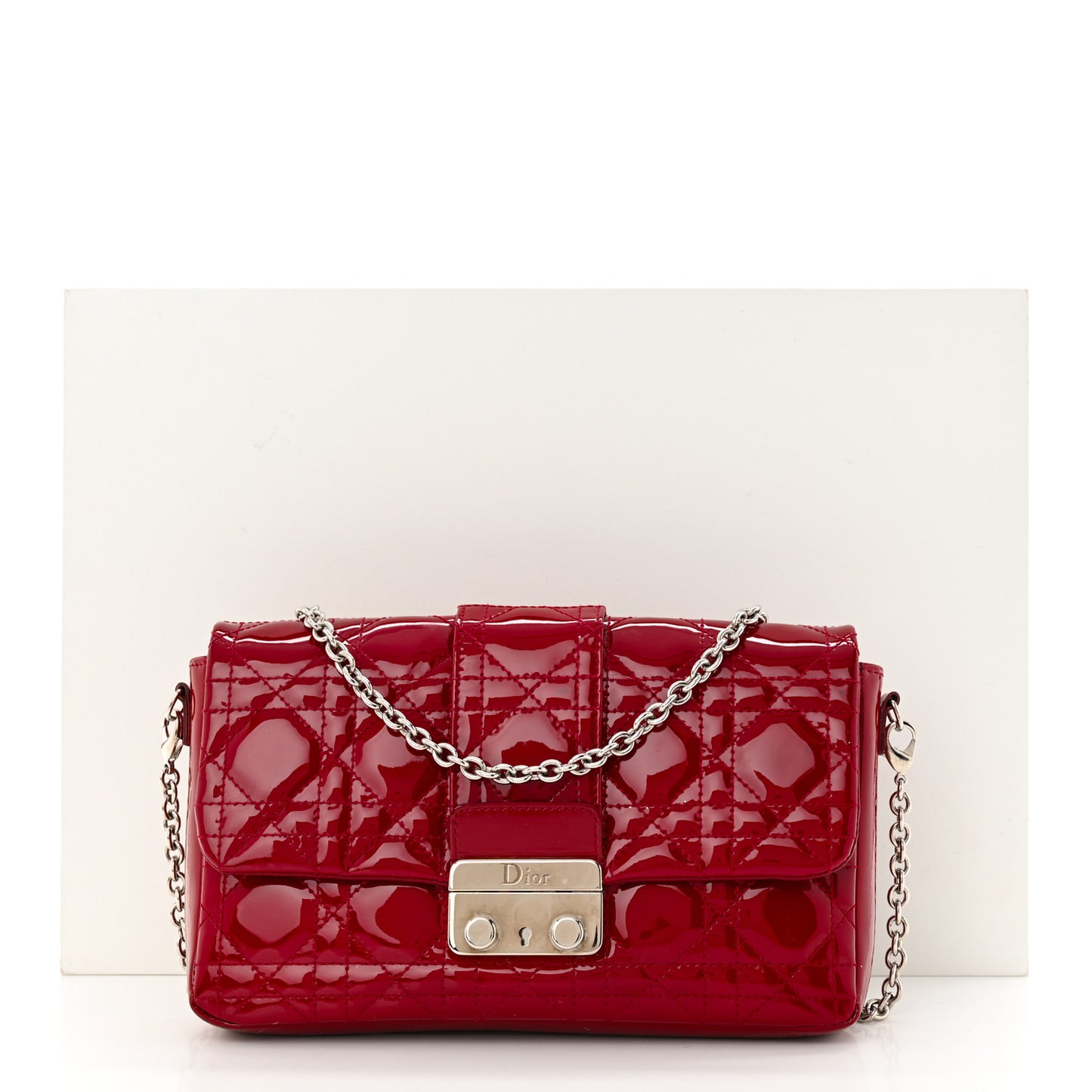 Patent Cannage Miss Dior Promenade Pouch Red