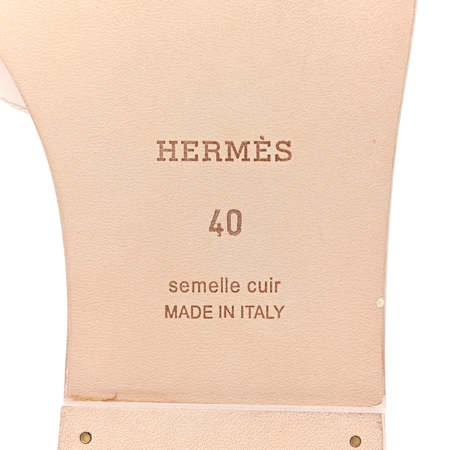 Hermes Box Calfskin Oran Sandals 40 Rose Pale 8 of 17