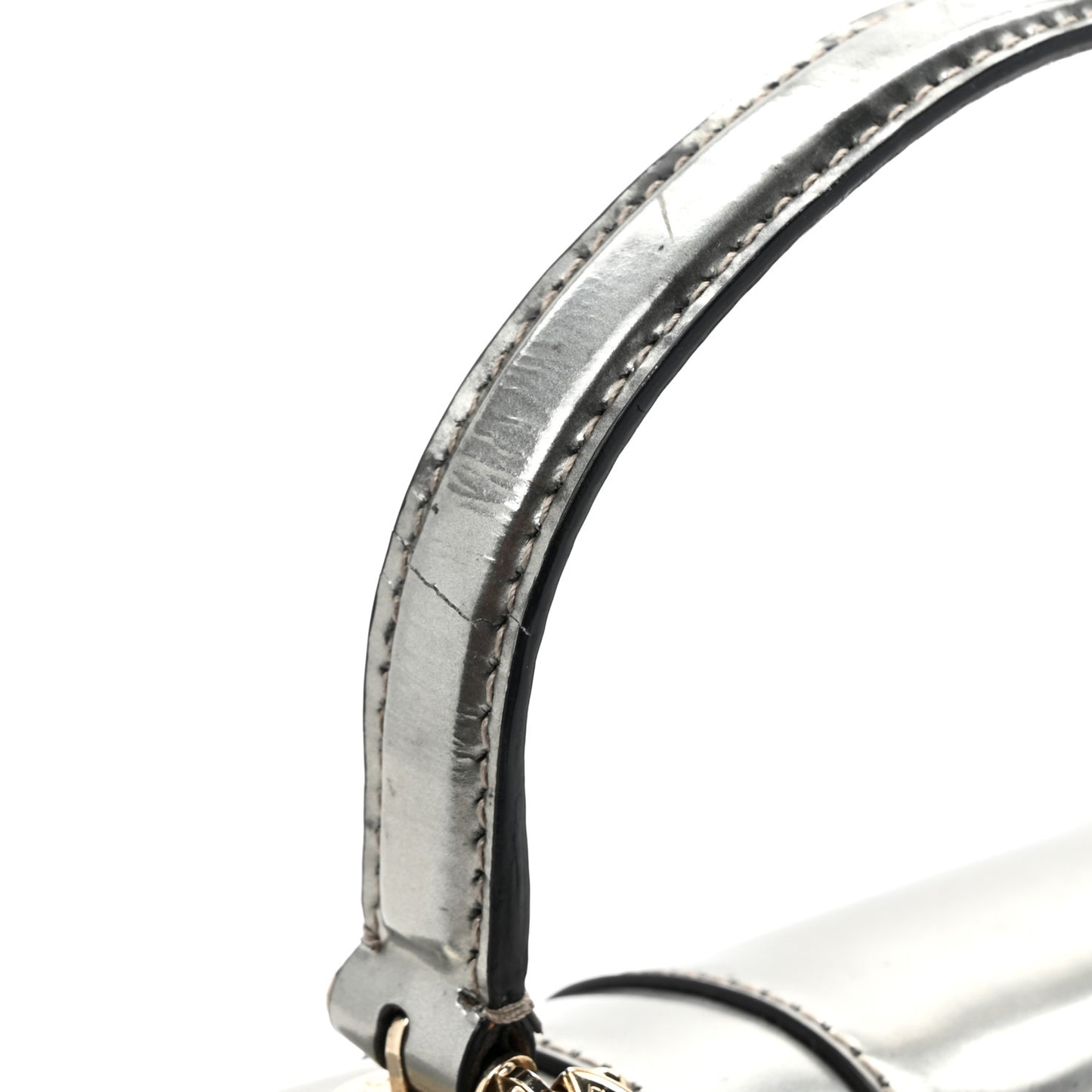 Metallic Calfskin Serpenti Forever Top Handle Silver