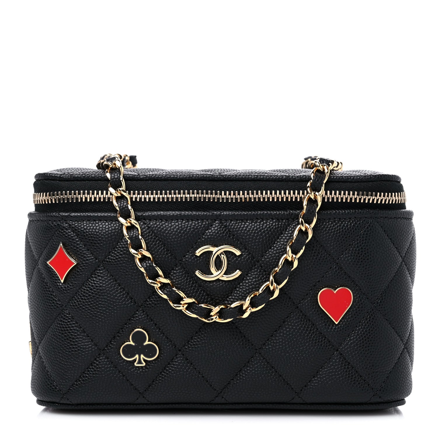 Chanel Caviar Quilted Enamel Coco Casino Small Vanity Case With Chain Black 1 of 10