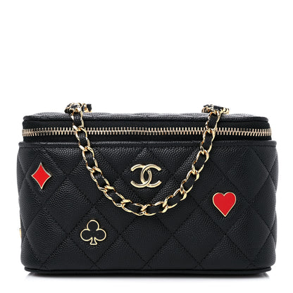 Chanel Caviar Quilted Enamel Coco Casino Small Vanity Case With Chain Black 1 of 10