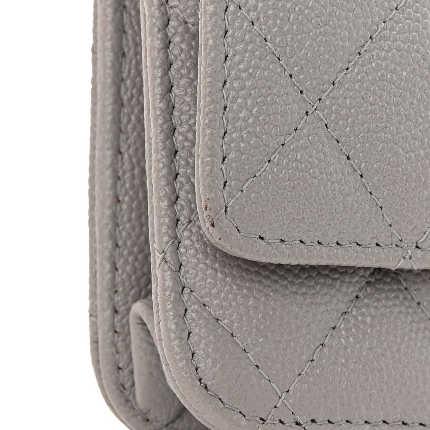 Caviar Quilted Golden Class Wallet On Chain WOC Gray