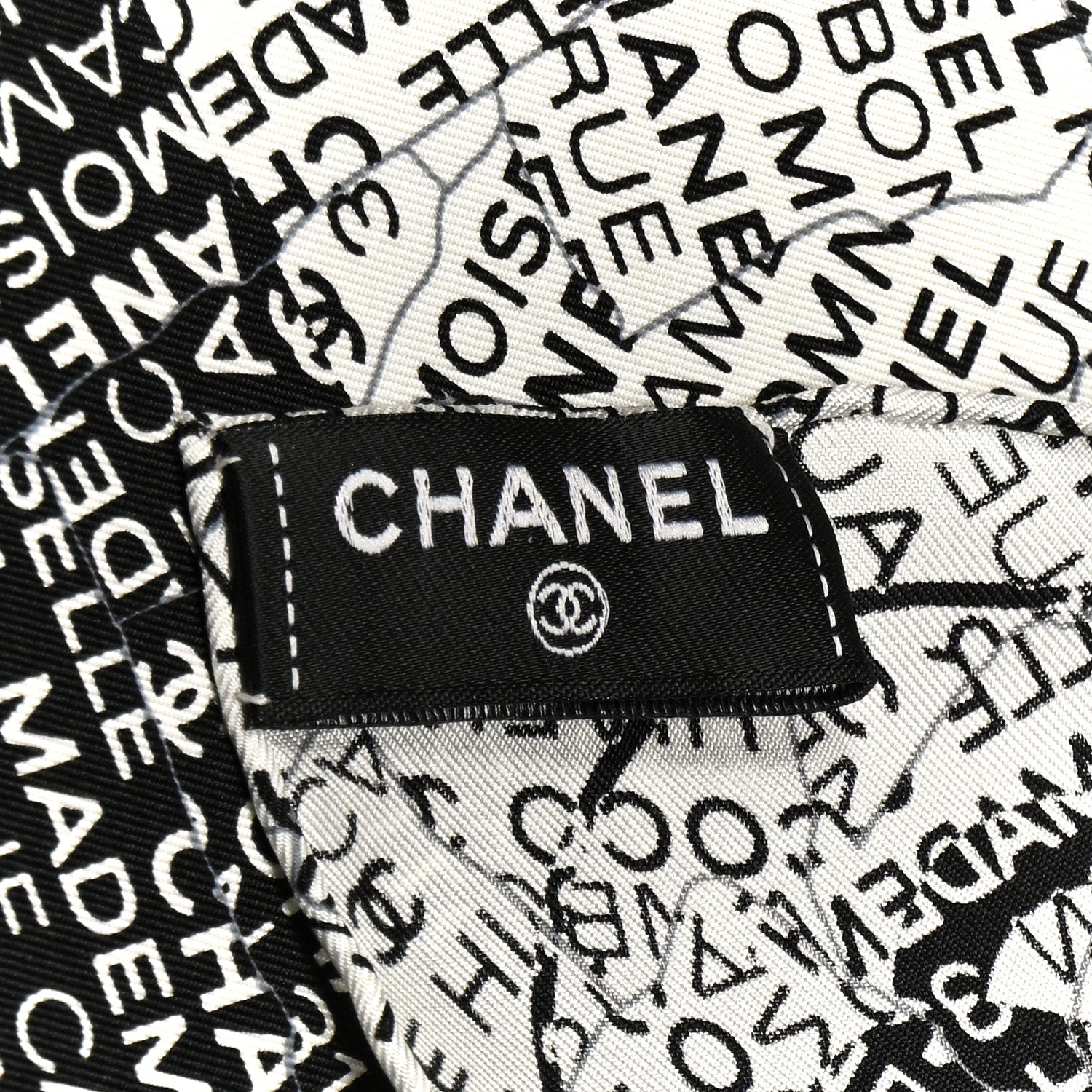 Chanel Silk CC Logo Scarf Black White 2 of 3