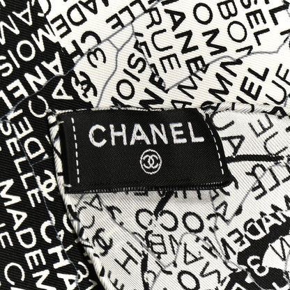 Chanel Silk CC Logo Scarf Black White 2 of 3