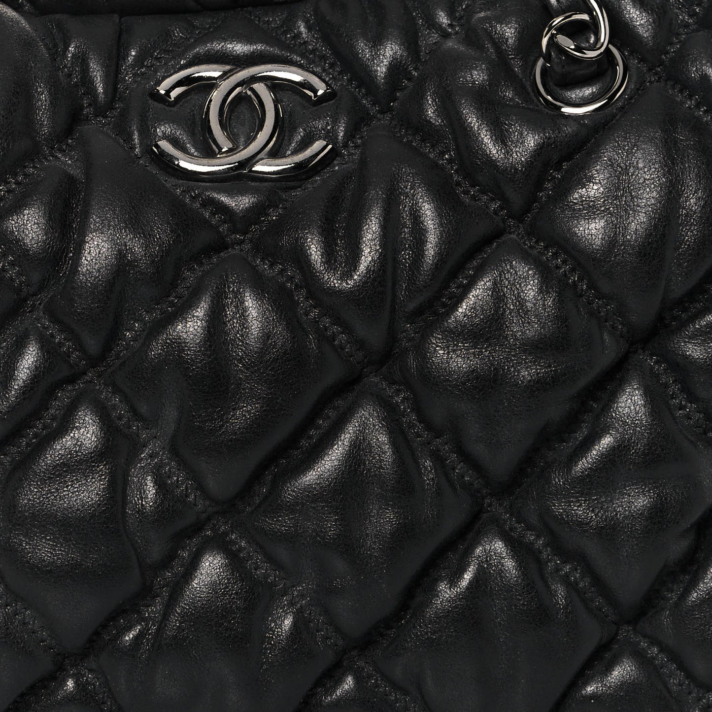 Calfskin Bubble Quilt Bowler Black