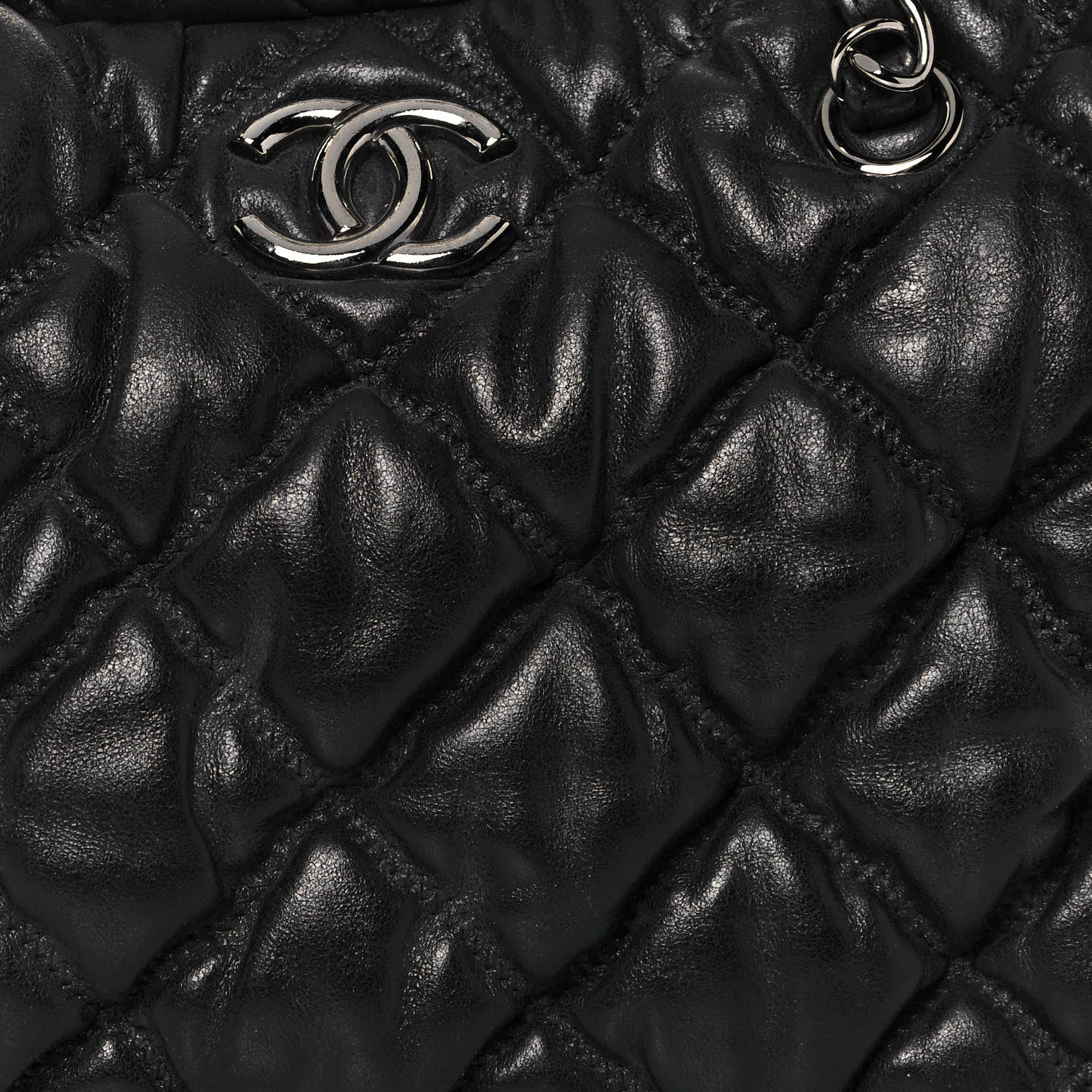 Chanel Calfskin Bubble Quilt Bowler Black 8 of 16