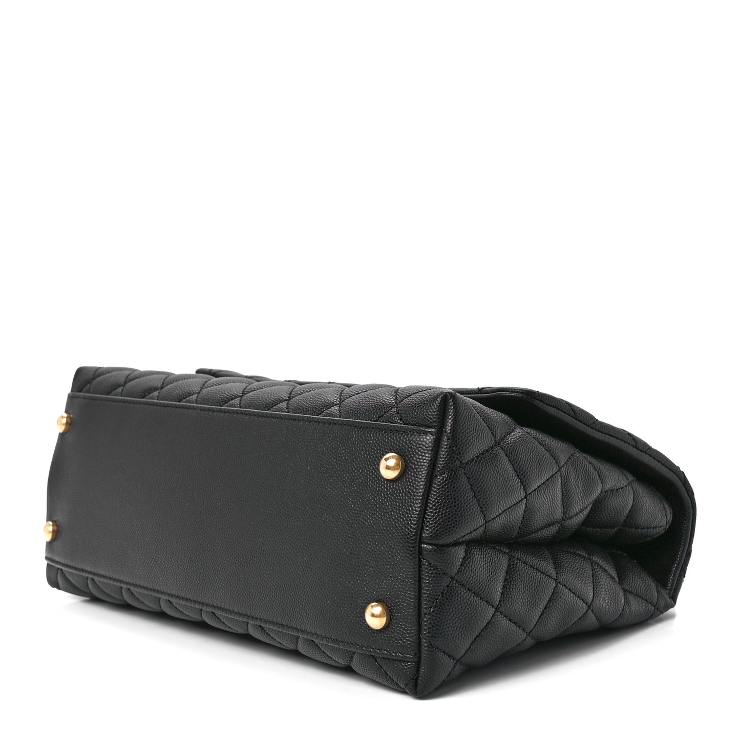 Caviar Quilted Small Coco Handle Flap Black
