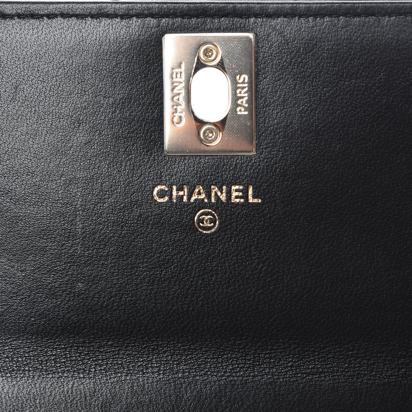 Lambskin Chevron Quilted Trendy CC Wallet On Chain WOC Black