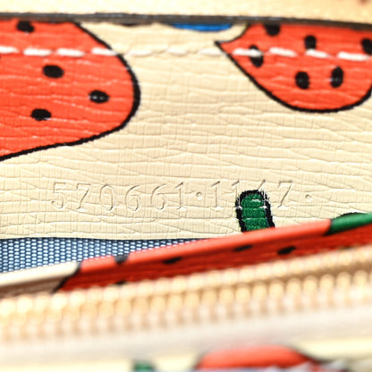 Gucci Grainy Calfskin Strawberry Zumi Zip Around Wallet Ivory Red 7 of 8