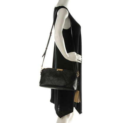 Burberry Signature Grain Calfskin Check Embossed Small Chichester Crossbody Clutch Bag Black 2 of 5