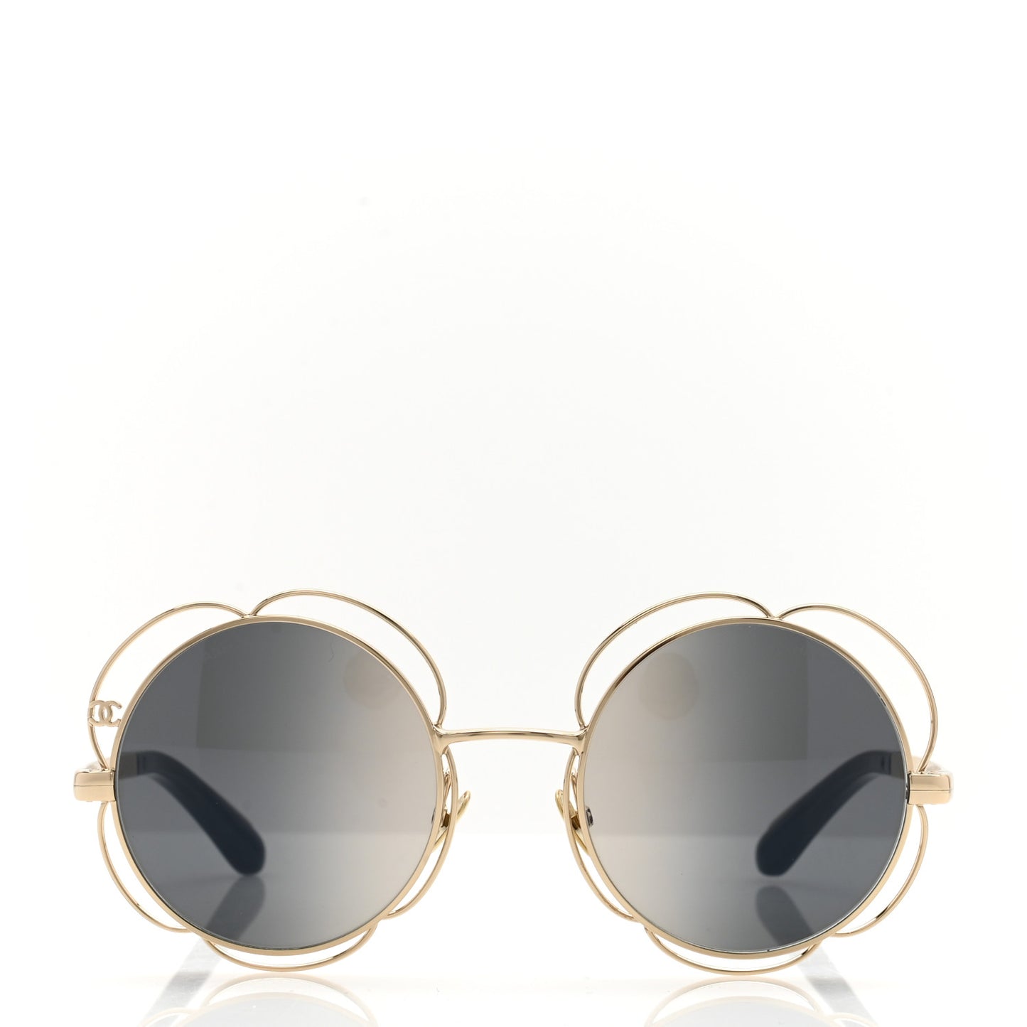 Metal Round Camellia Sunglasses 71573 Gold