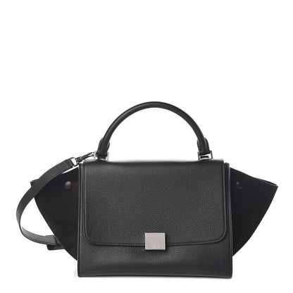 Celine Drummed Calfskin Suede Small Trapeze Black 1 of 9