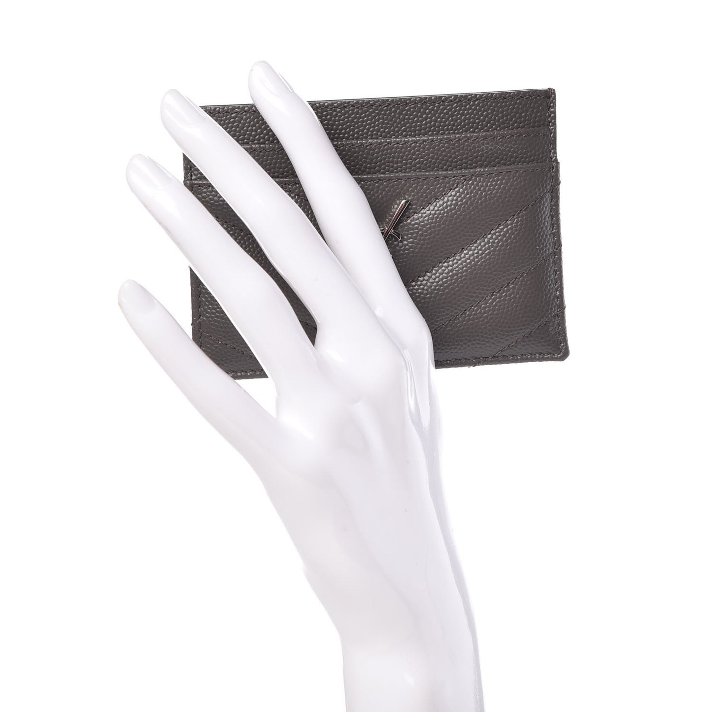 Grain De Poudre Matelasse Chevron Monogram Credit Card Case Coal