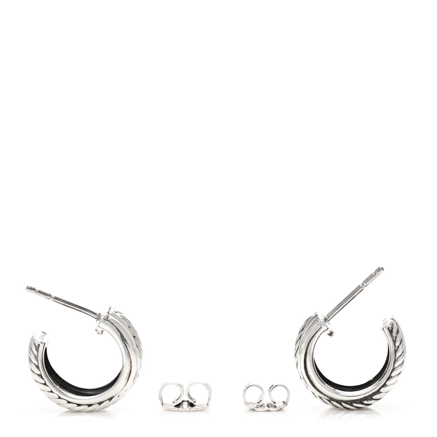 David Yurman Sterling Silver Crossover Huggie Earrings 4 of 4