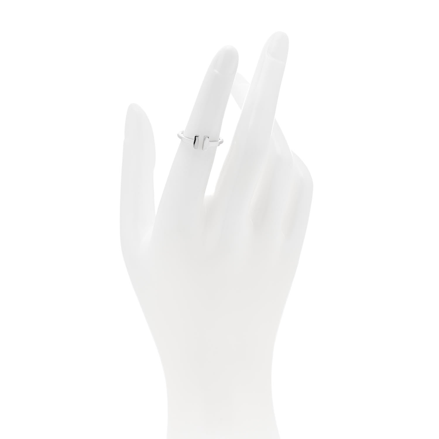 Tiffany 18K White Gold T Wire Ring 49 4.75 2 of 5