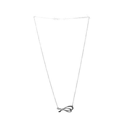 Tiffany 18K White Gold Mini Diamond Bow Pendant Necklace 3 of 7
