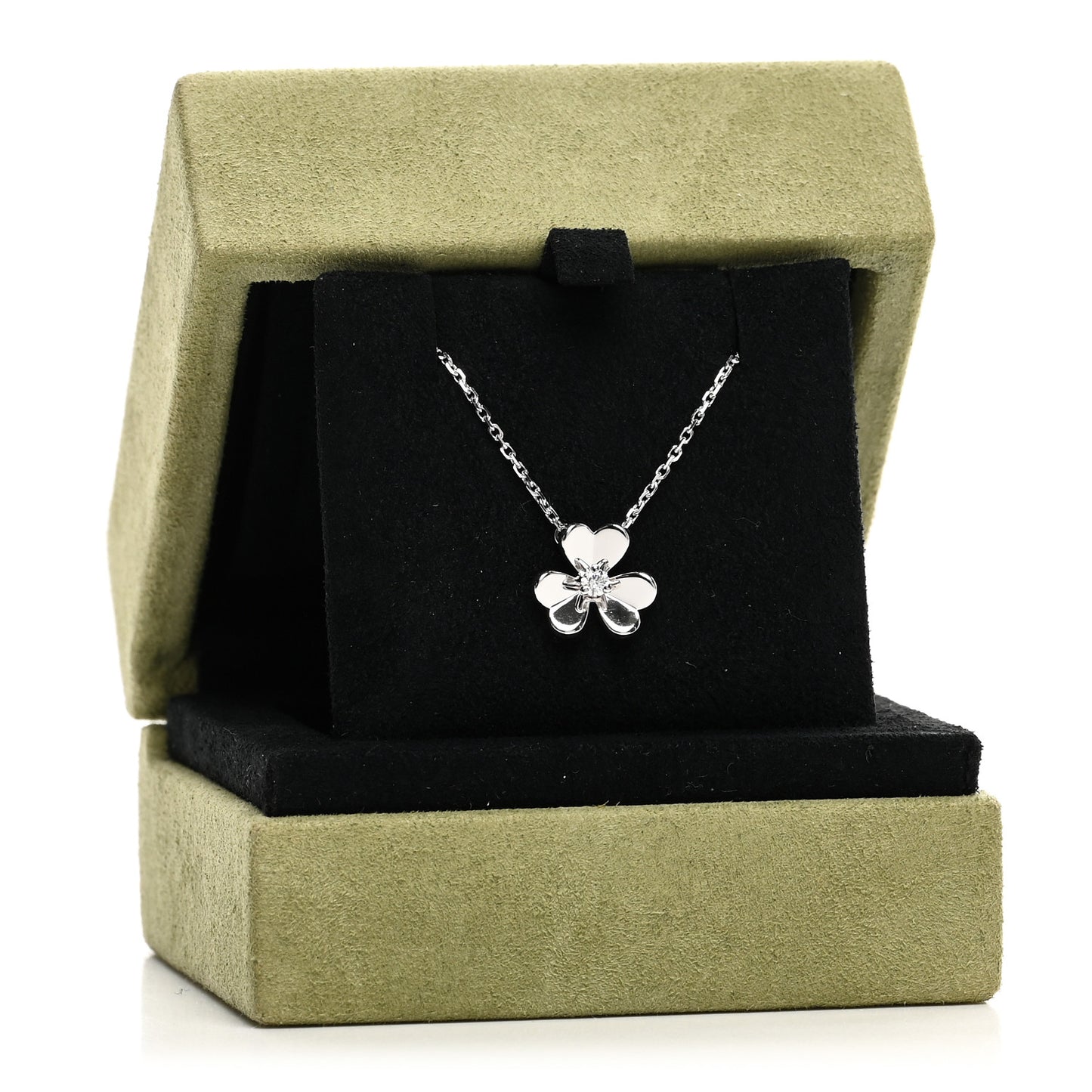 18K White Gold Diamond Mini Frivole Pendant Necklace