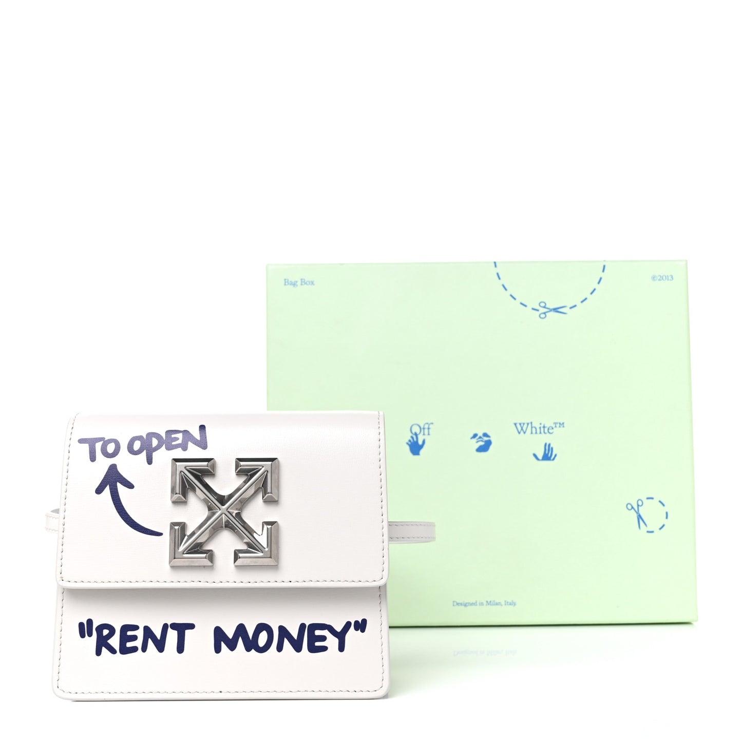 Calfskin Jitney 0.7 Rent Money Crossbody Bag White