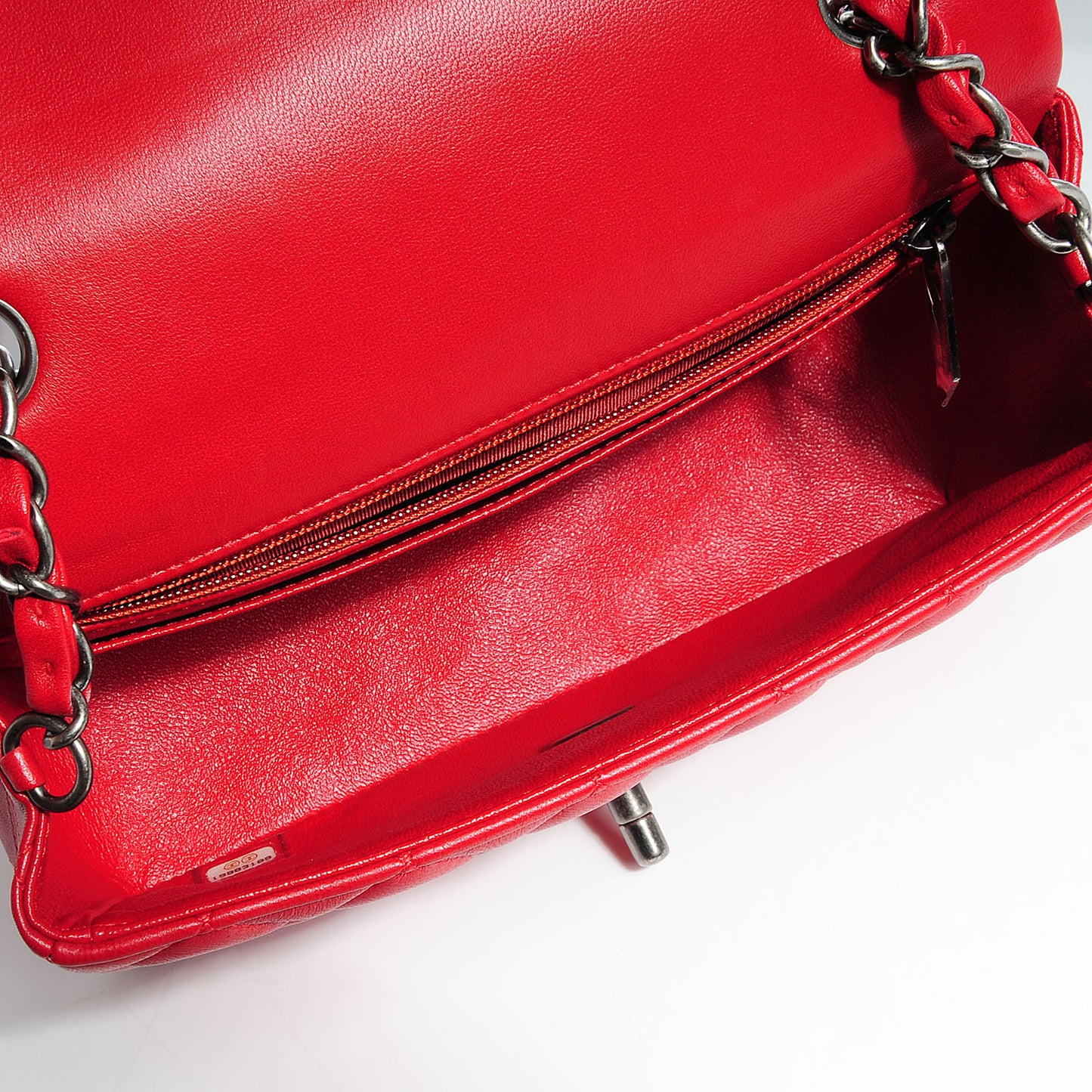 Lambskin Quilted Mini Rectangular Flap Red