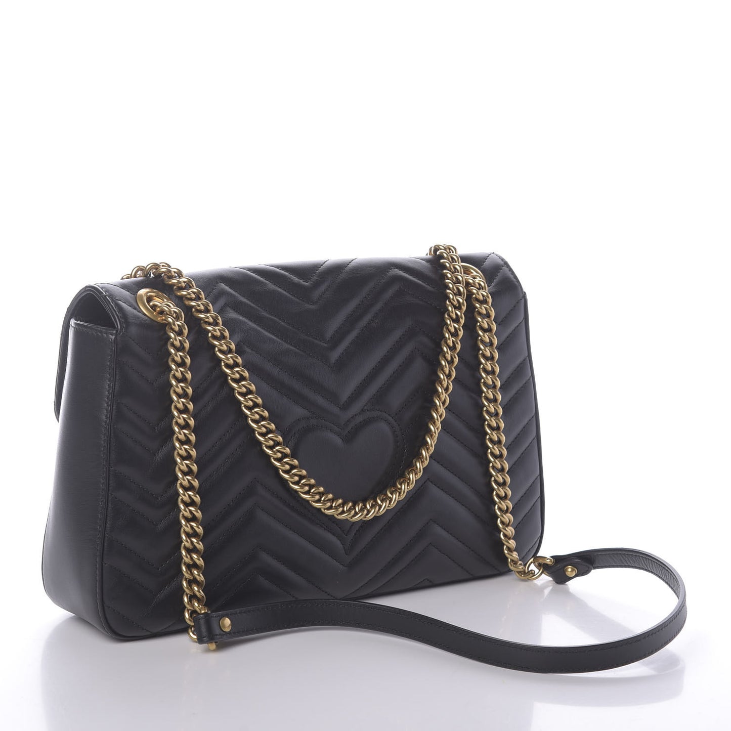 Calfskin Matelasse Animal Studs Medium GG Marmont Shoulder Bag Black