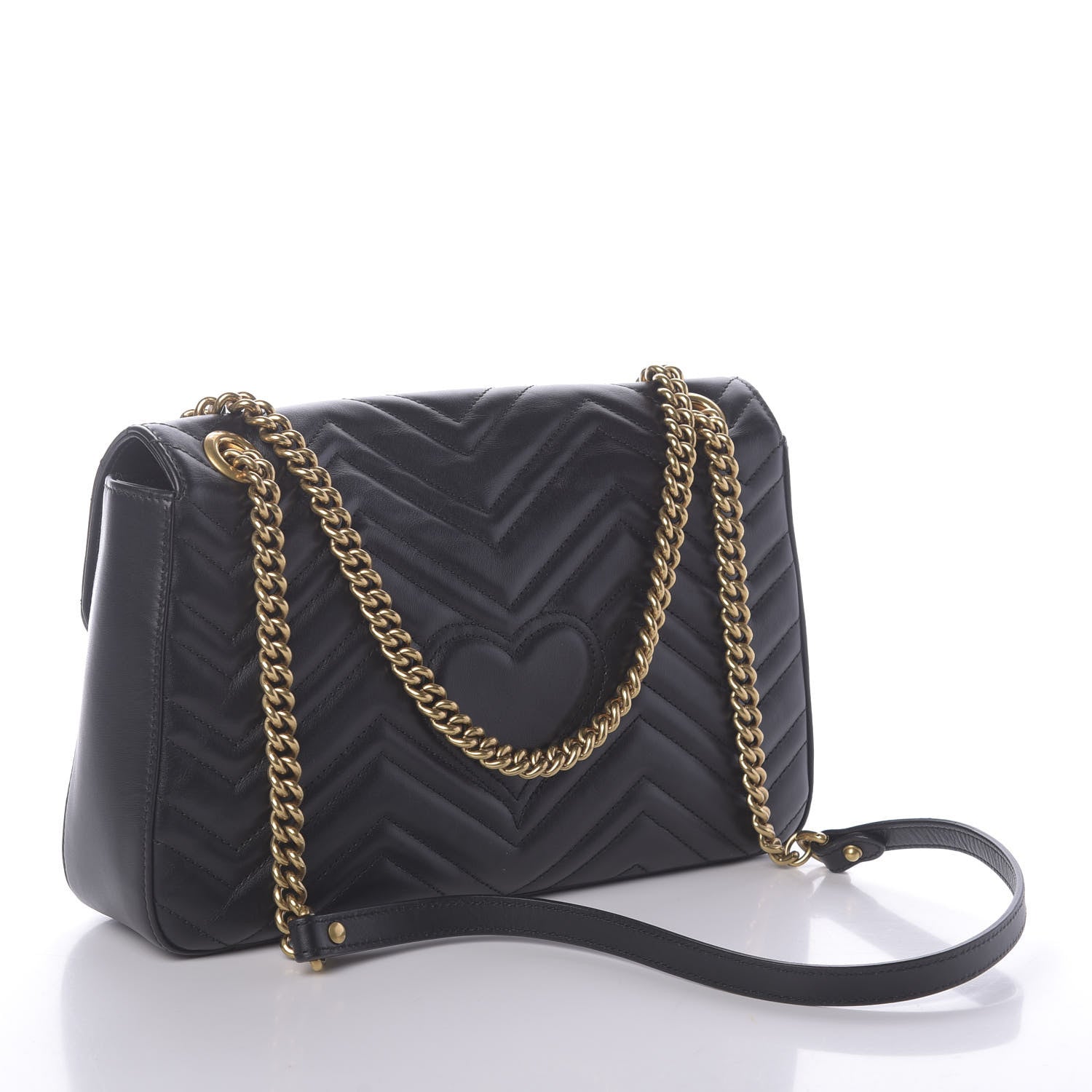 Gucci Calfskin Matelasse Animal Studs Medium GG Marmont Shoulder Bag Black 3 of 9