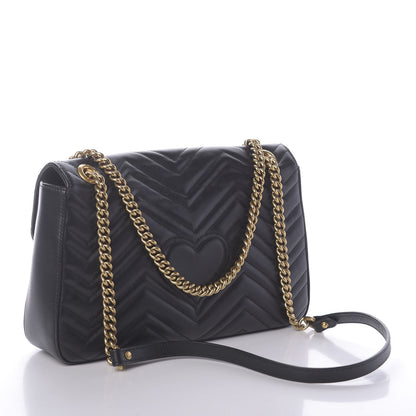 Gucci Calfskin Matelasse Animal Studs Medium GG Marmont Shoulder Bag Black 3 of 9