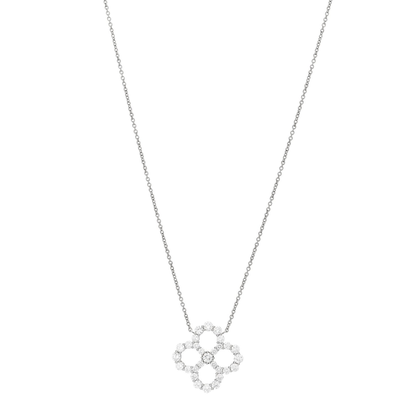 Platinum Diamond Loop Open Motif Pendant Necklace