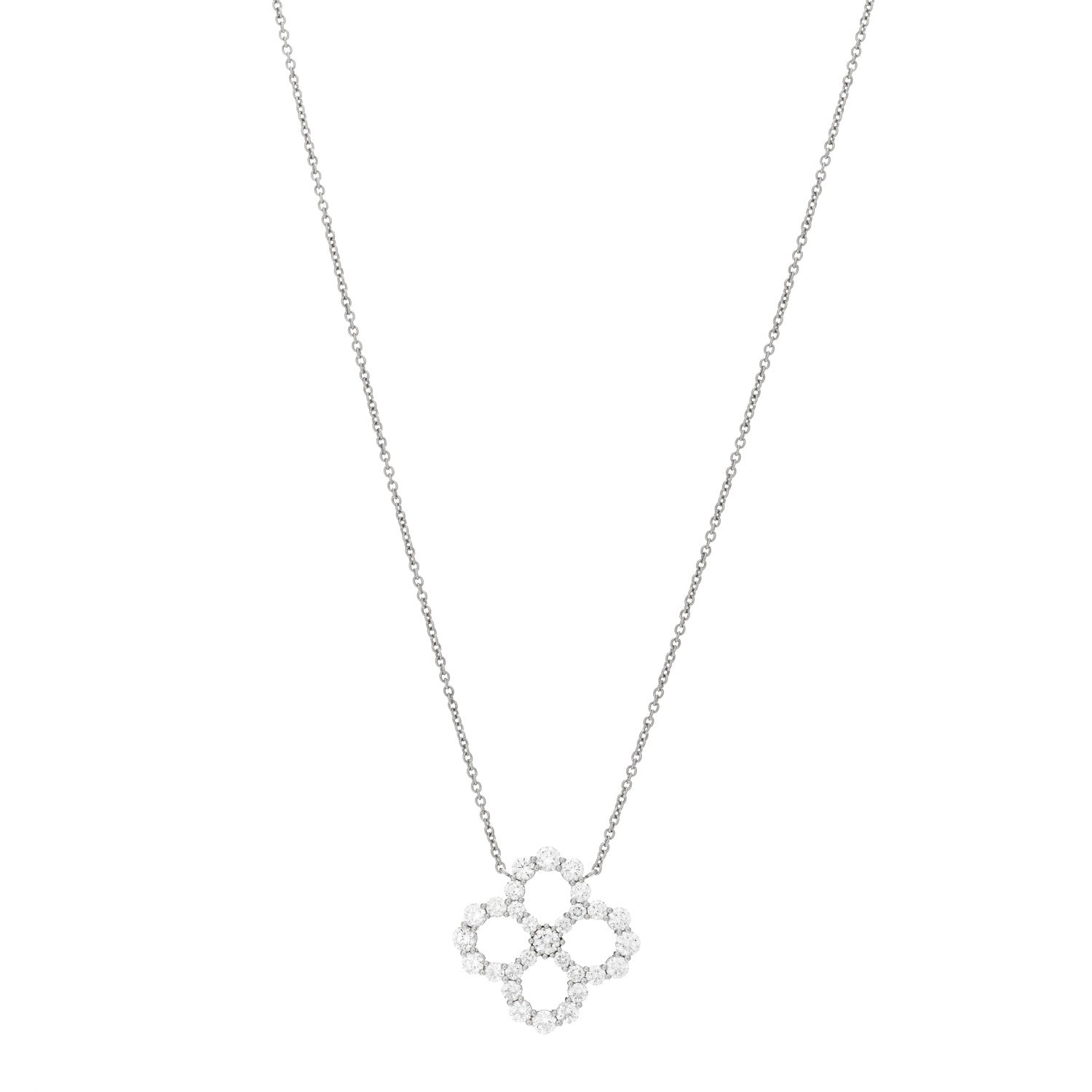 Harry Winston Platinum Diamond Loop Open Motif Pendant Necklace 1 of 6