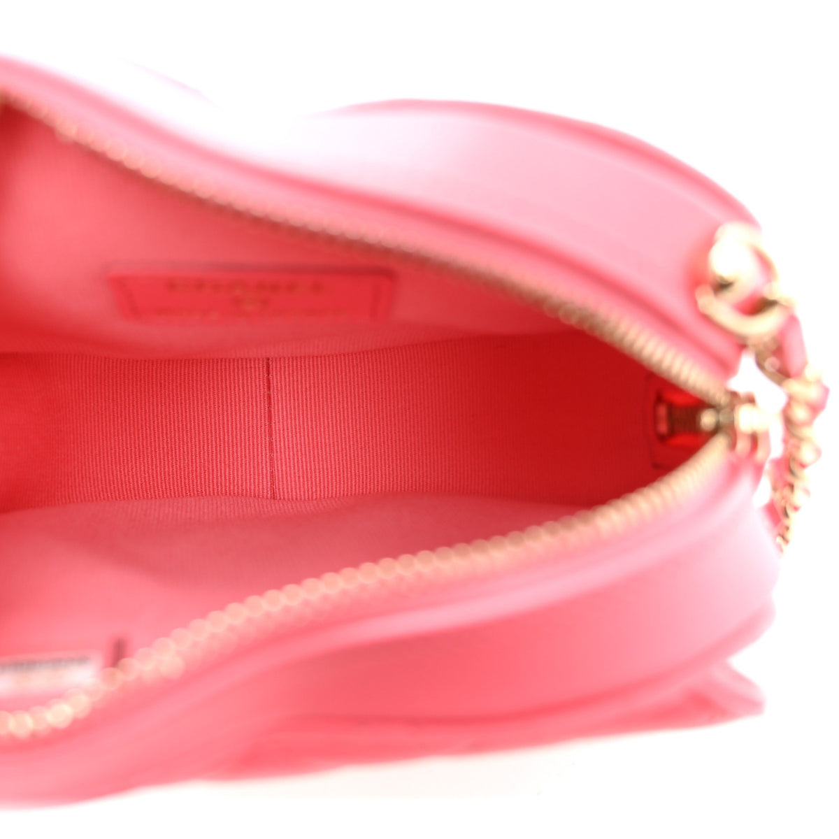 Lambskin Quilted CC In Love Heart Clutch With Chain Pink