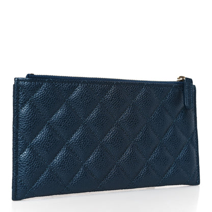 Chanel Iridescent Caviar Quilted Classic Zip Pouch Navy 3 of 8