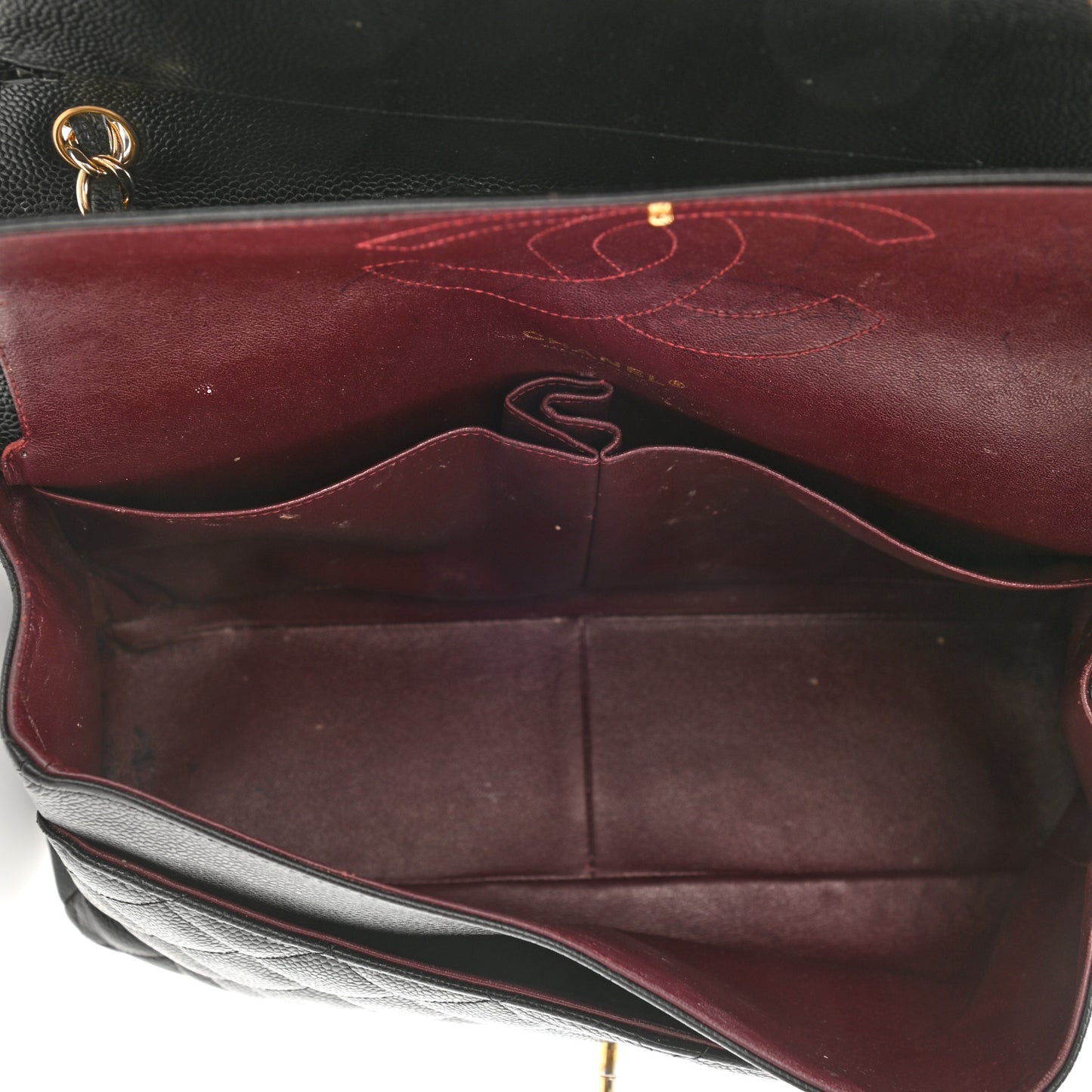 Caviar Quilted Jumbo Double Flap Black