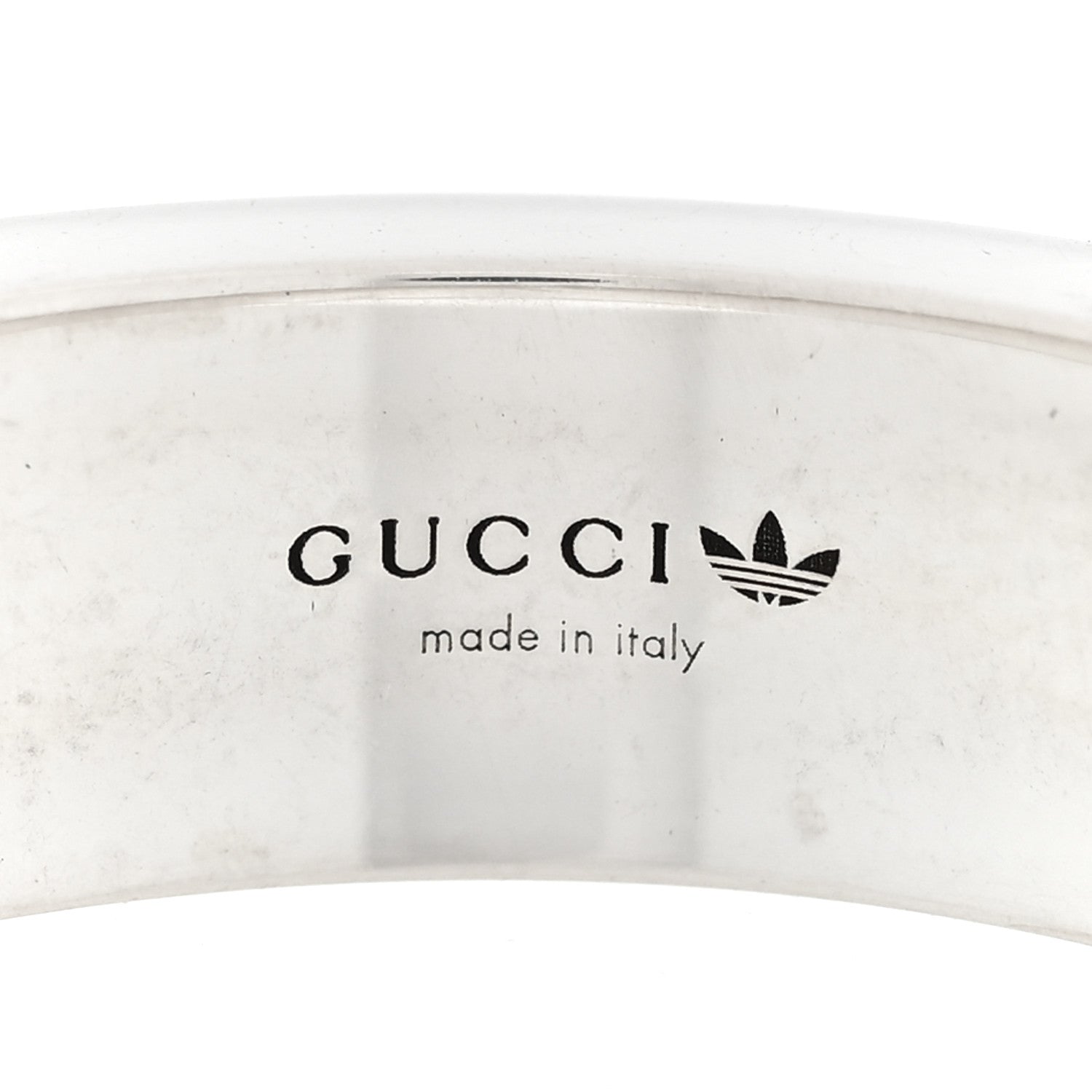 Gucci X ADIDAS Sterling Silver Trefoil GG Monogram Band Ring 63 10.25 4 of 4