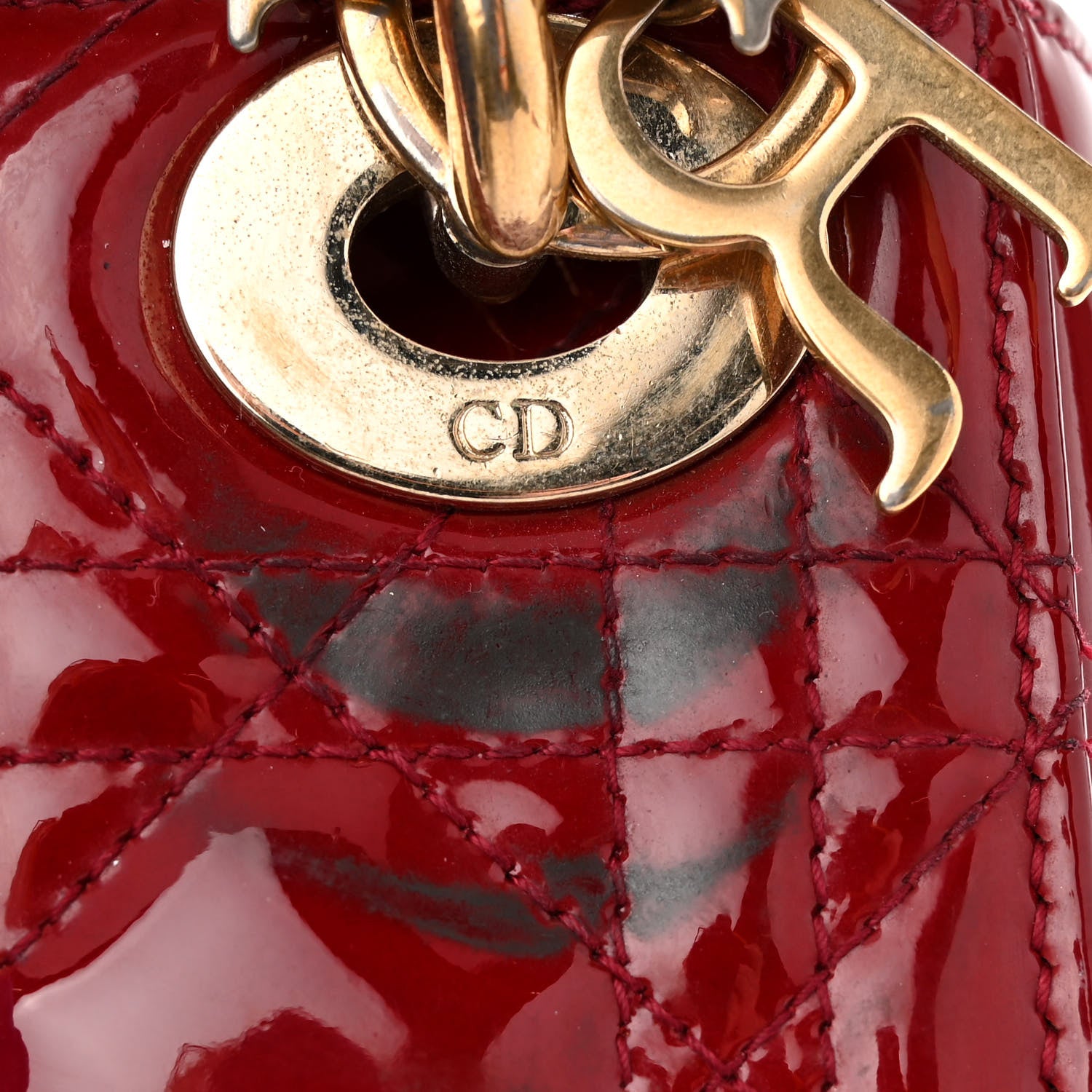 Christian Dior Patent Cannage Mini Lady Dior Red 10 of 17
