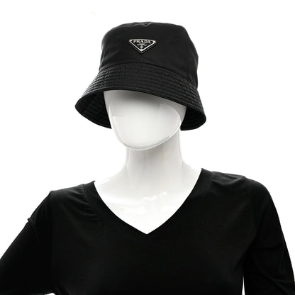 Prada Re-Nylon Metal Triangle Logo Womens Bucket Hat L Black 2 of 10