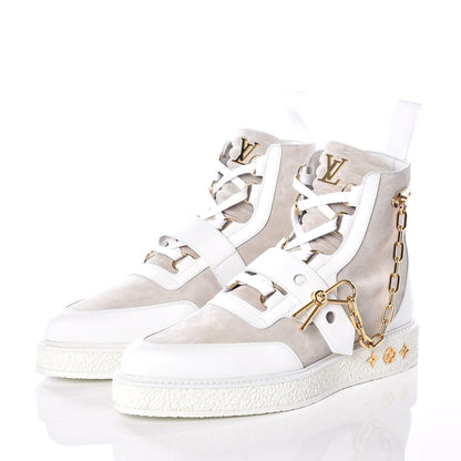 Louis Vuitton Calfskin Suede Mens Creeper Ankle Boots 9 White 2 of 10
