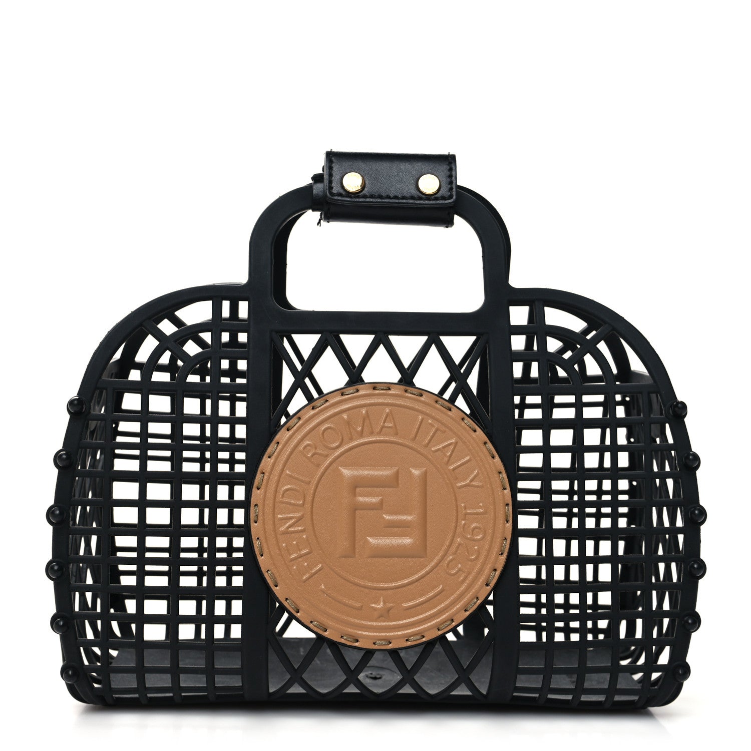 Fendi Recycled Plastic Vitello Liberty Matte Small Fendi Basket Black Miele Scuro 1 of 11