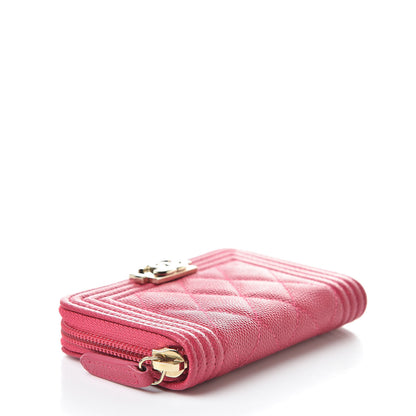 Chanel Caviar Quilted Boy Zip Around Coin Purse Wallet Fuchsia 4 of 11