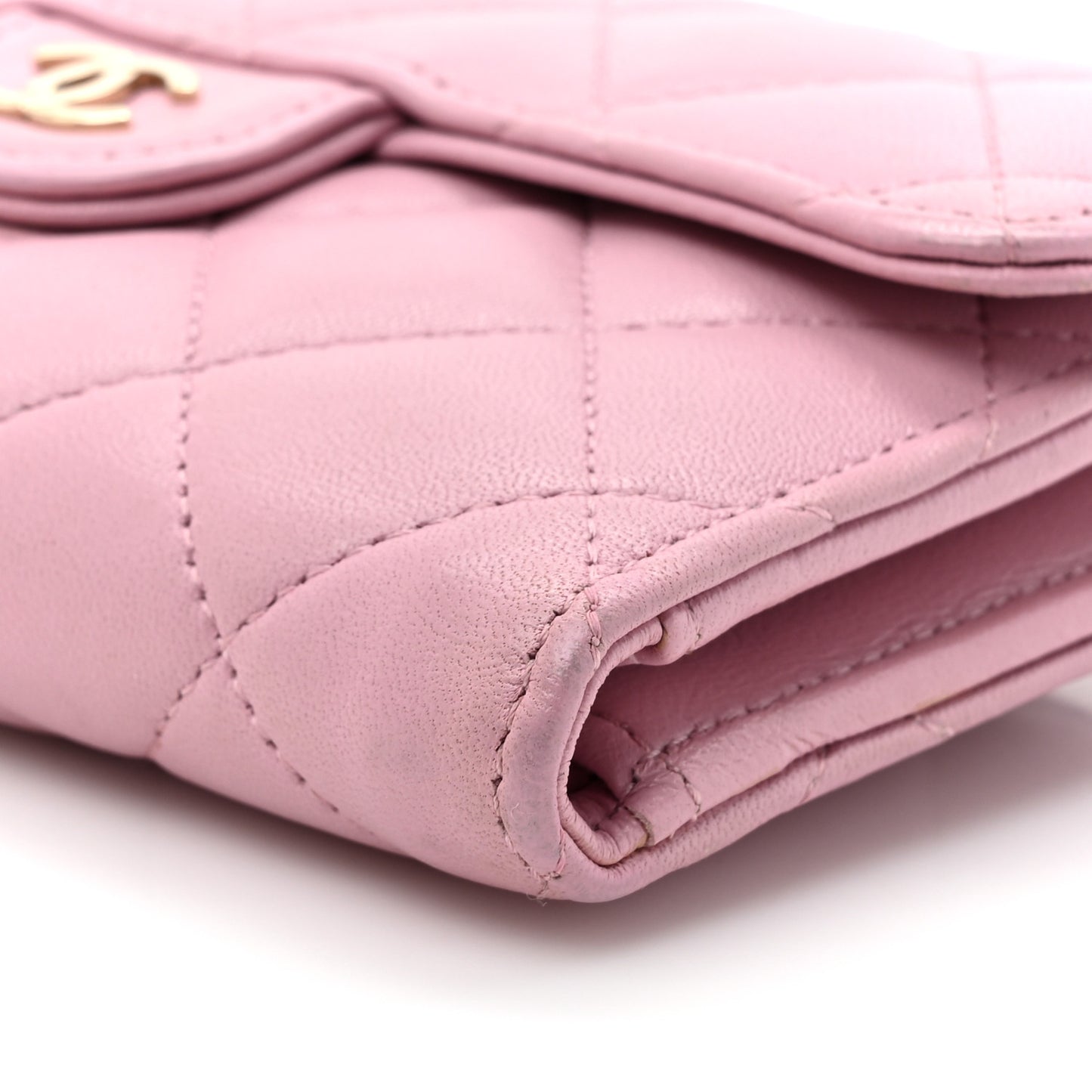 Lambskin Quilted Medium Flap Wallet Pink