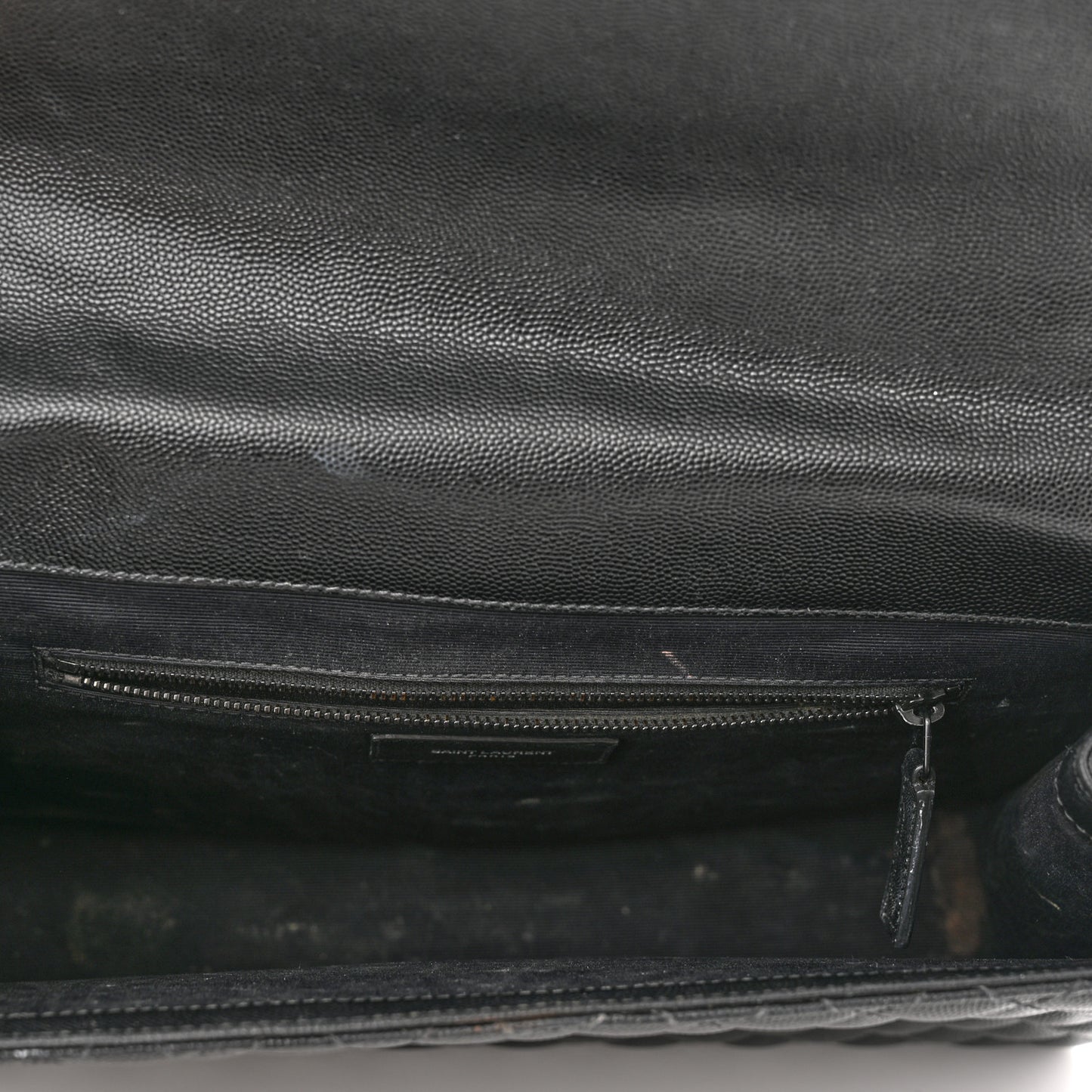 Grain De Poudre Textured Mixed Matelasse Large Triquilt Monogram Monochrome Satchel Black
