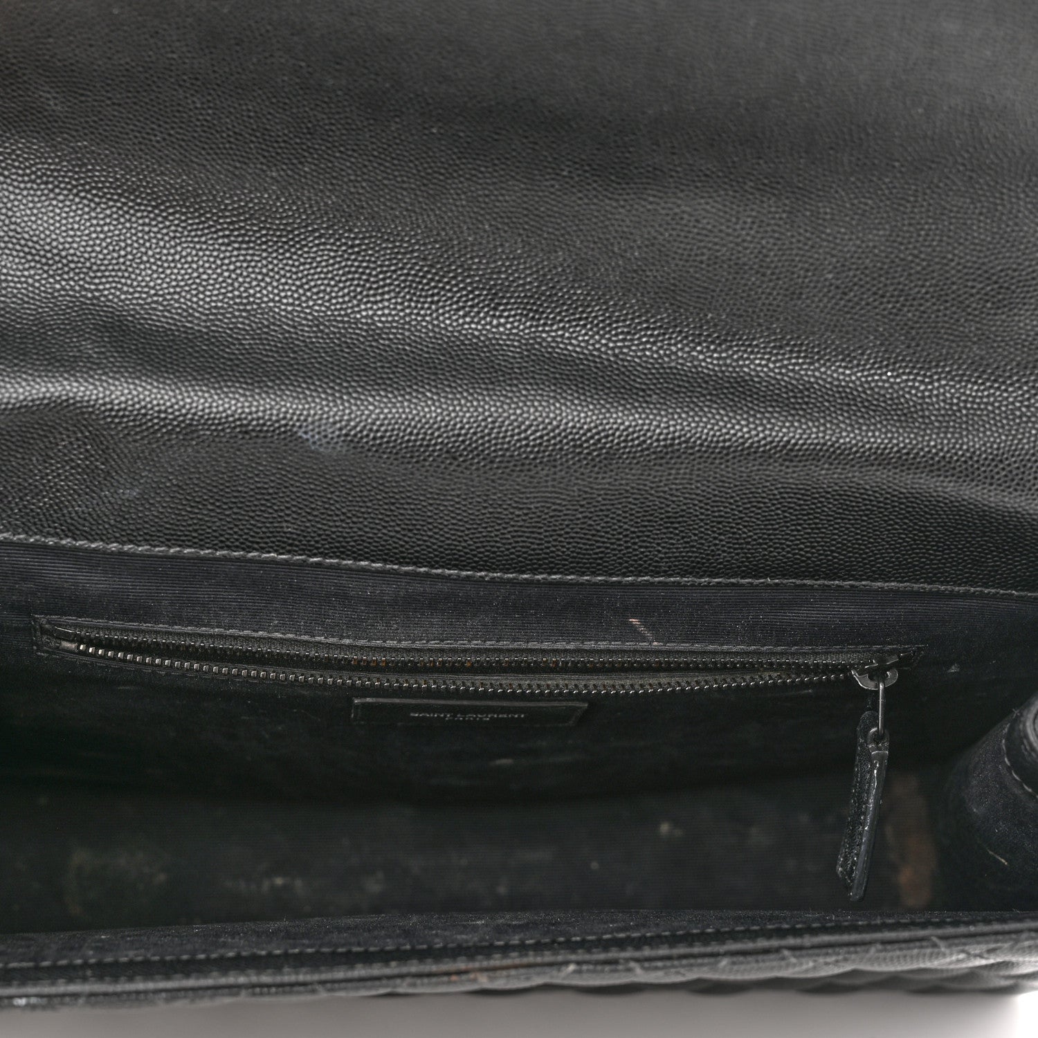 Saint Laurent Grain De Poudre Textured Mixed Matelasse Large Triquilt Monogram Monochrome Satchel Black 15 of 21
