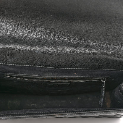 Saint Laurent Grain De Poudre Textured Mixed Matelasse Large Triquilt Monogram Monochrome Satchel Black 15 of 21