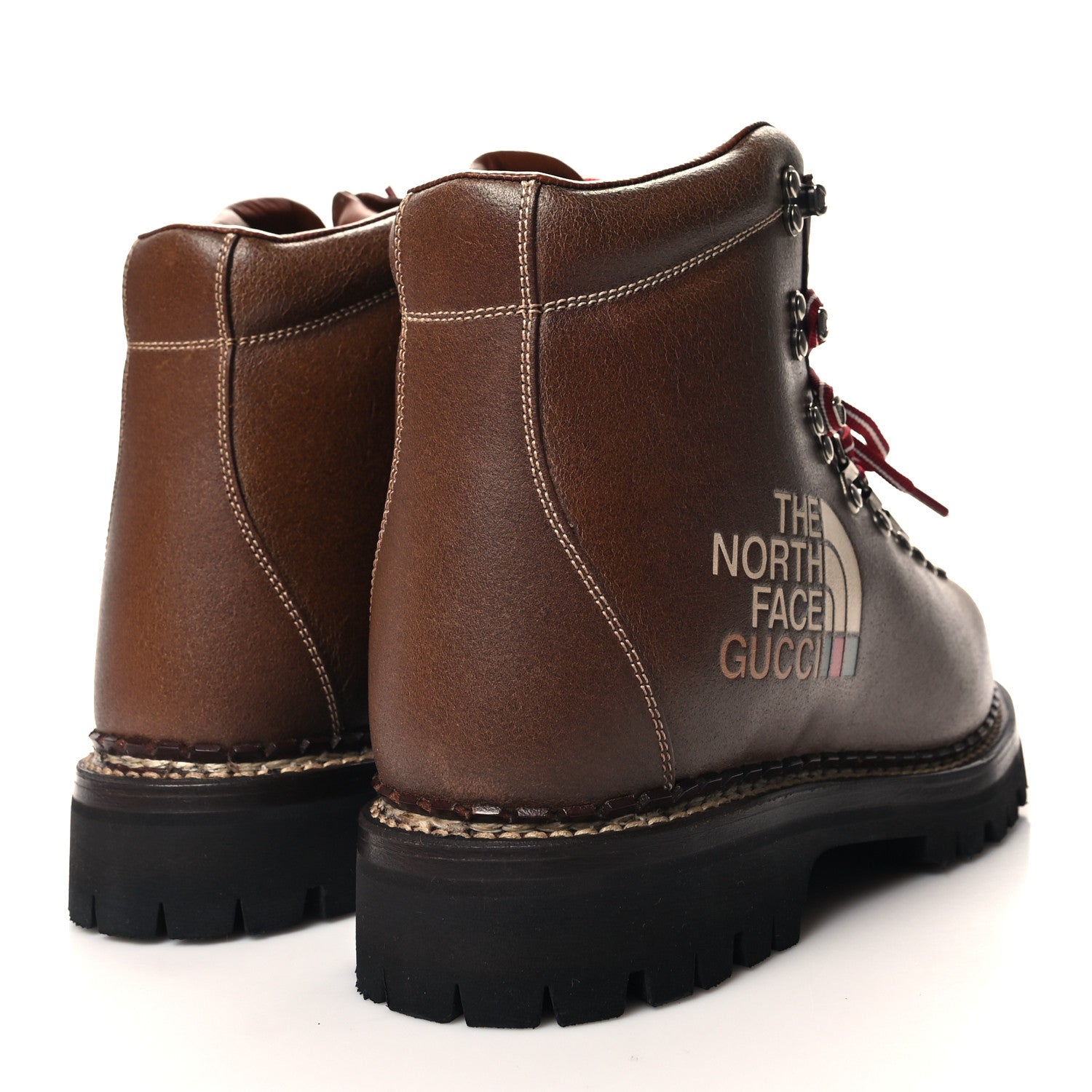 Gucci X THE NORTH FACE Calfskin Womens Hiking Ankle Boots 41 Foggy Tabacco Cuir 4 of 9