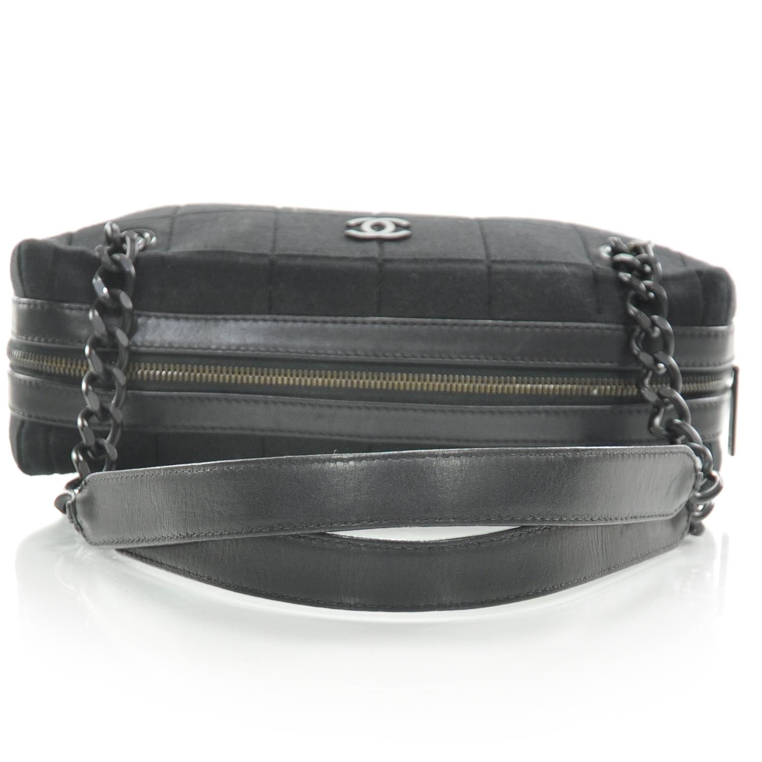 Chanel Jersey Chocolate Bar Quilted Shoulder Bag Black 5 of 8