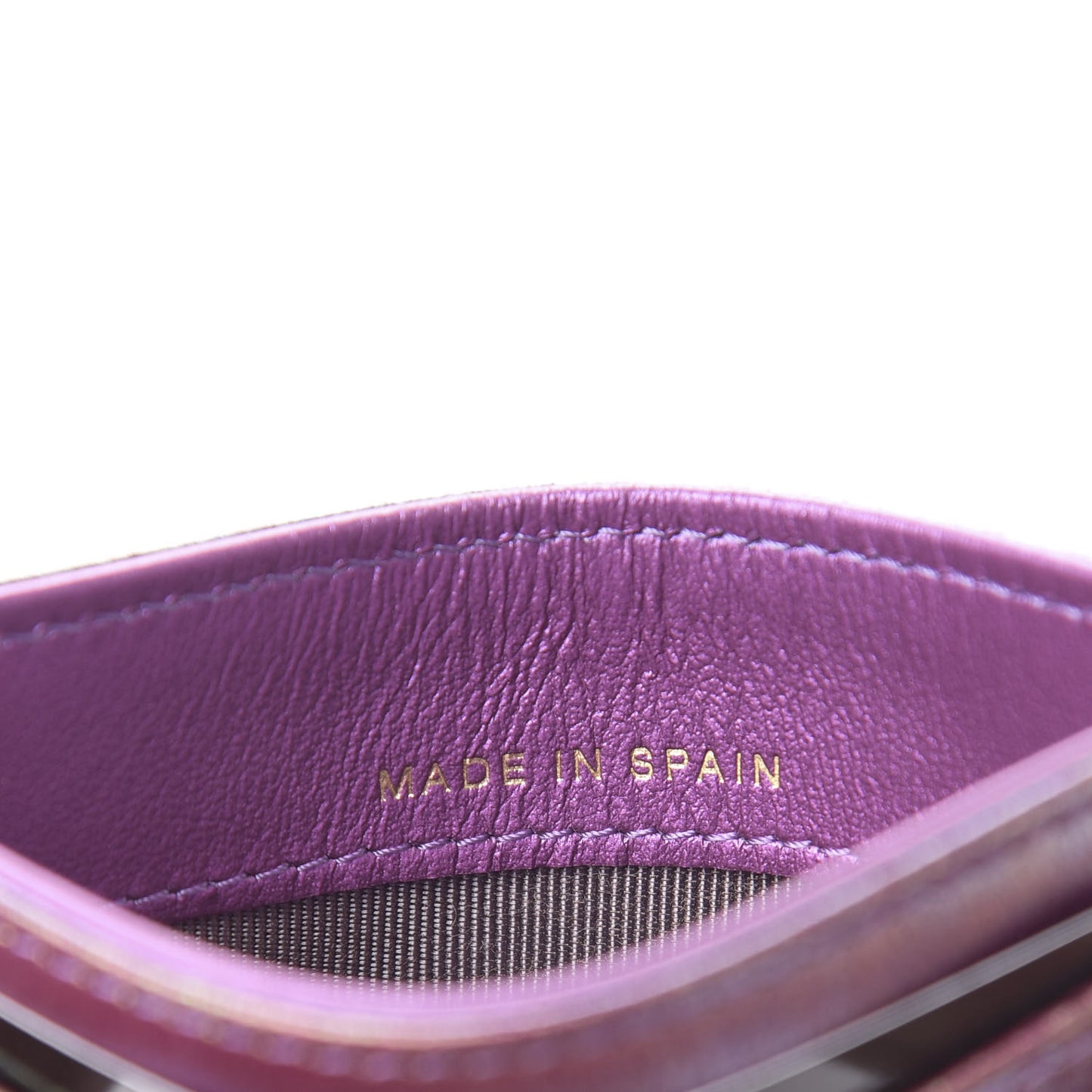 Iridescent Lambskin Quilted Card Holder Purple