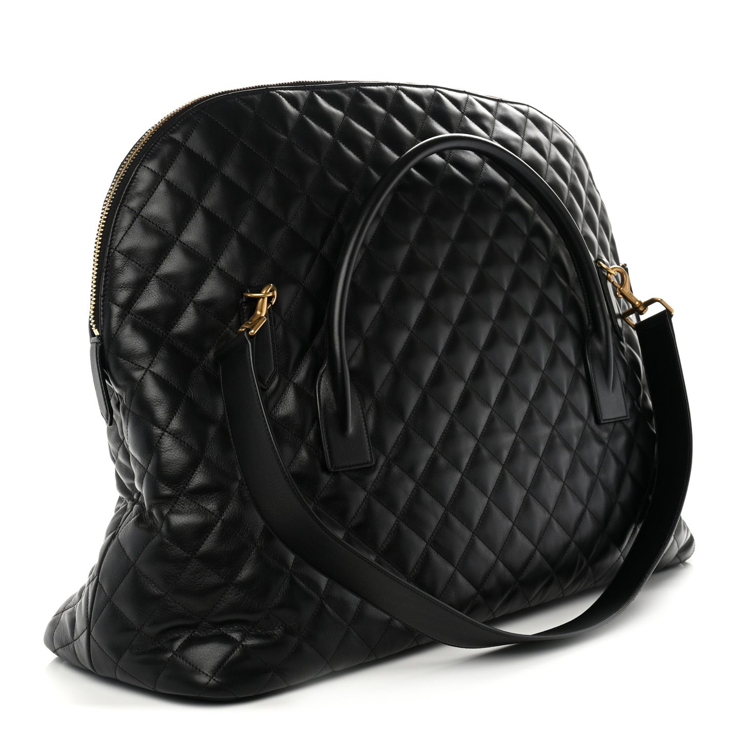 Calfskin Quilted ES Giant Travel Bag Black
