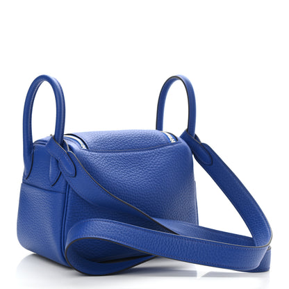 Hermes Taurillon Clemence Mini Lindy 20 Bleu Electrique 3 of 10