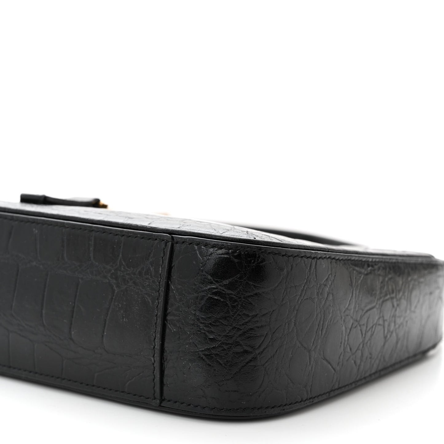 Calfskin Crocodile Embossed LE 5 A 7 Hobo Black