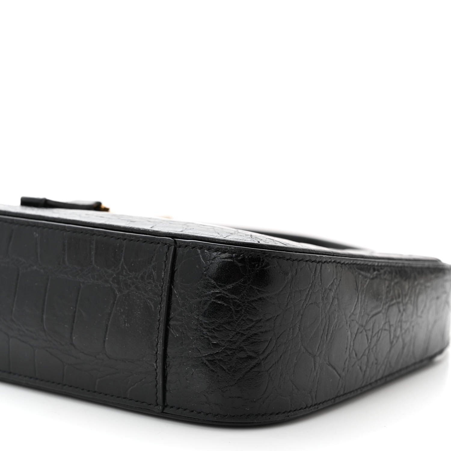 Saint Laurent Calfskin Crocodile Embossed LE 5 A 7 Hobo Black 10 of 10